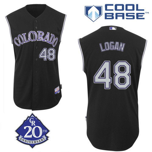 Boone Logan #48 mlb Jersey-Colorado Rockies Women's Authentic Alternate 2 Black Baseball Jersey